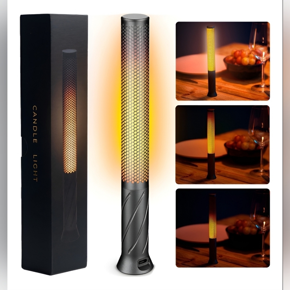 LED Cordless Candle Table Lamp – Platinum Grey | Rechargeable | 2 Modes | Modern